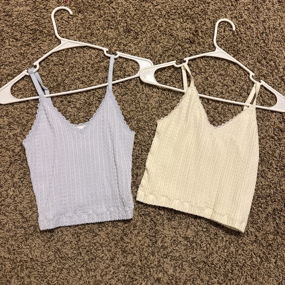 Pink Rose Textured Camisole Set - Soft Blue and Cream